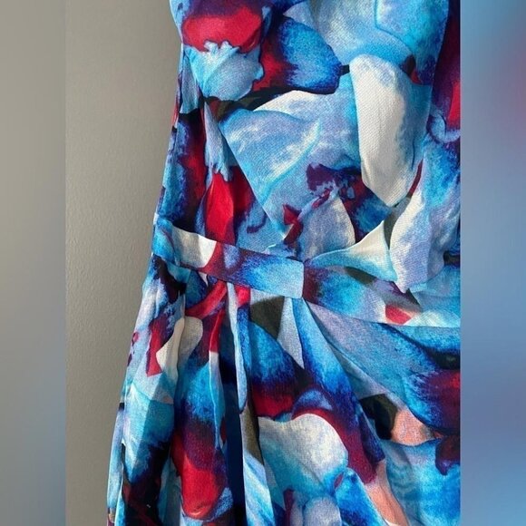 Cynthia Steffe Silk Maxi Dress 6 One Shoulder Floral Gown Formal - Picture 4 of 12